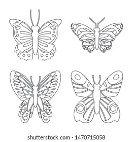 Vector illustration of fly and decorative logo. Collection of fly and insect stock vector illustration.