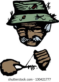 Vector illustration of fly fishing