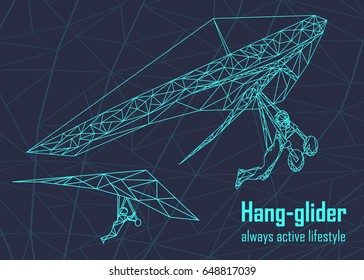 Vector illustration with fly two hang gliders. Vector background. It can be used for advertising, brochures, ticket, cover, banner. 