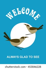 vector illustration Flyer or cover the bird sitting on a white circle