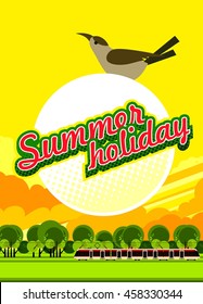 vector illustration Flyer or cover old amusement park train rides