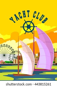 vector illustration Flyer or cover swimming pond yacht marina emblem