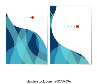 Vector illustration of flyer design template. Stylish blue waves. Can be used as flyer, cover, business cards, envelope, and brochure background.