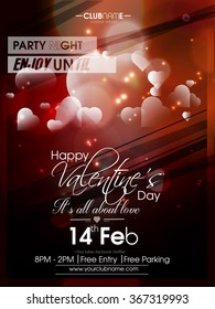 vector illustration of flyer design for valentine day party.