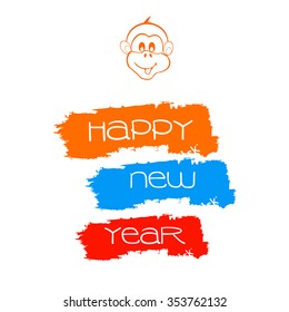 vector illustration of flyer or greeting card for happy new yeer 2016, year of the monkey 