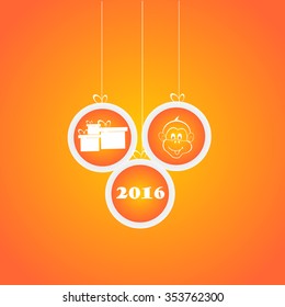 vector illustration of flyer or greeting card for happy new yeer 2016, year of the monkey 