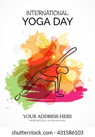 Vector illustration of a flyer and poster for 21 June International Yoga Day.