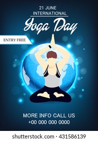 Vector illustration of a flyer and poster for 21 June International Yoga Day.