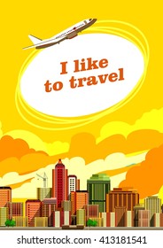 vector illustration flyer poster city building travel