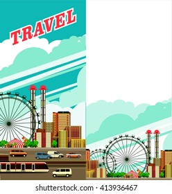 vector illustration flyer poster city building travel