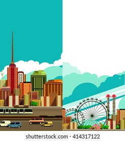 vector illustration flyer poster city building travel