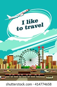 vector illustration flyer poster city building travel