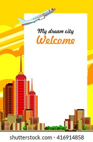 vector illustration flyer poster city building travel 