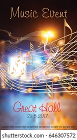 vector illustration of the flyer or poster for music event, abstract background