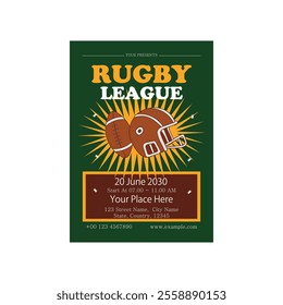 Vector illustration flyer poster template for Rugby Legue