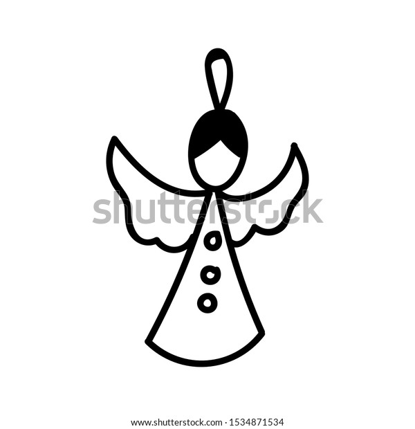 Vector Illustration Flying Angel Christmas Tree Stock Vector (Royalty ...