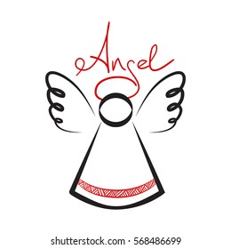 Vector illustration of the flying angel with the text