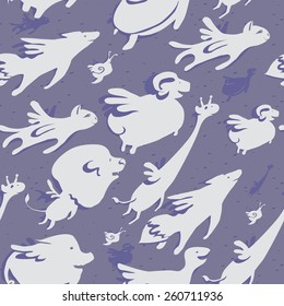 Vector illustration of flying animals, made as a seamless pattern