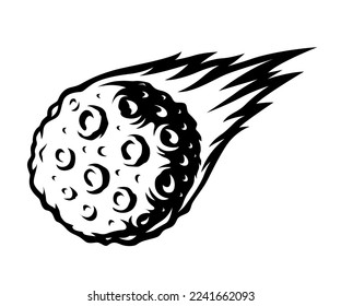 Vector illustration flying asteroid isolated on white background