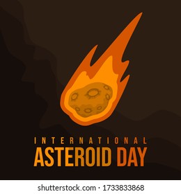 Vector Illustration of Flying Asteroid Stone in space. good template for space design, or International Asteroid Day.