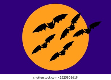 Vector illustration of flying bat silhouettes for Halloween-themed designs. Perfect for spooky decorations and holiday art projects.