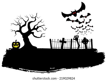 vector illustration of flying  bats at halloween