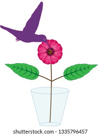 vector illustration with flying bird with flowers