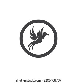 Vector illustration of flying bird isolated on white background