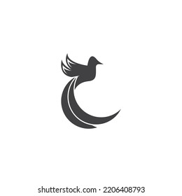 Vector illustration of flying bird isolated on white background