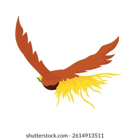 Vector Illustration of Flying Bird of Paradise. Cendrawasih bird