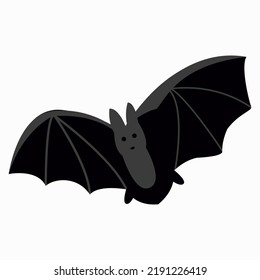 ilustración vectorial de un murciélago negro volador con grandes alas, halloween.