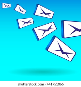 Vector Illustration Of The Flying Of Bulk Mail Messages