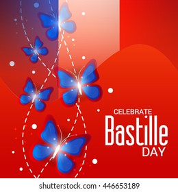 Vector illustration of a Flying Butterfly background for France Bastille Day.