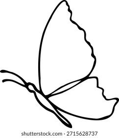 Ilustración vectorial de una mariposa voladora aislada sobre un fondo blanco.