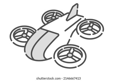 Vector illustration of a flying car, flying cab.