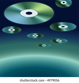vector illustration of the flying compact discs