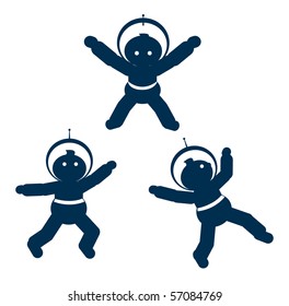 Vector illustration of flying cosmonauts