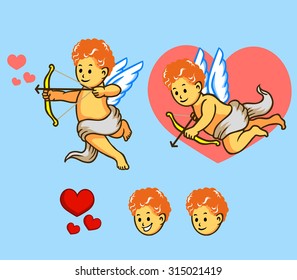 Vector illustration of flying Cupid. 
