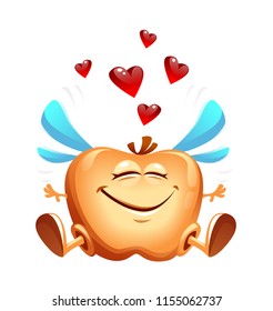 vector illustration of flying cute cupid in love