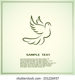  Vector illustration Flying dove for peace concept and wedding d