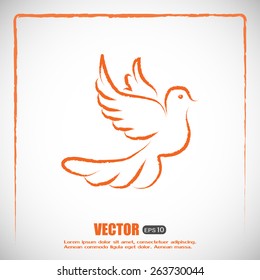 Vector illustration Flying dove for peace concept and wedding