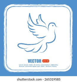  Vector illustration Flying dove for peace concept and wedding d