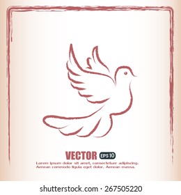  Vector illustration Flying dove for peace concept and wedding d