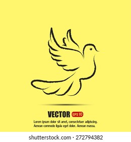  Vector illustration Flying dove for peace concept and wedding d