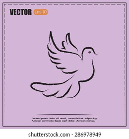  Vector illustration Flying dove for peace concept and wedding d