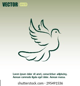  Vector illustration Flying dove for peace concept and wedding d