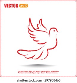  Vector illustration Flying dove for peace concept and wedding d