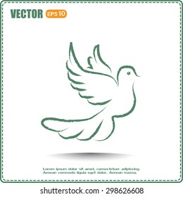  Vector illustration Flying dove for peace concept and wedding d