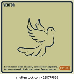  Vector illustration Flying dove for peace concept and wedding d