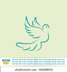 Vector illustration Flying dove for peace concept and wedding d